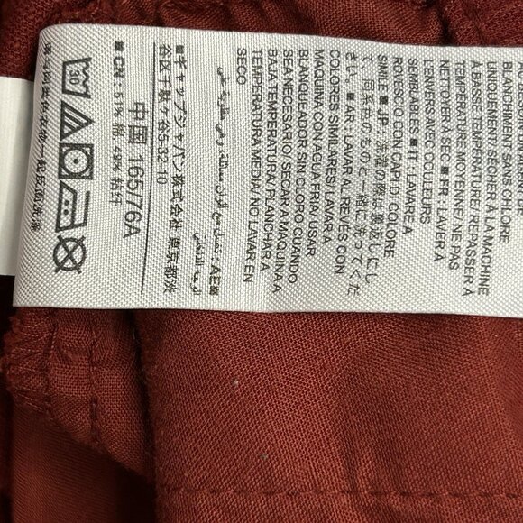 GAP Women’s Paperbag Pants Sz 10 Dark Red Taper Zip Tie Waist Pockets Pre-Owned - Picture 7 of 13